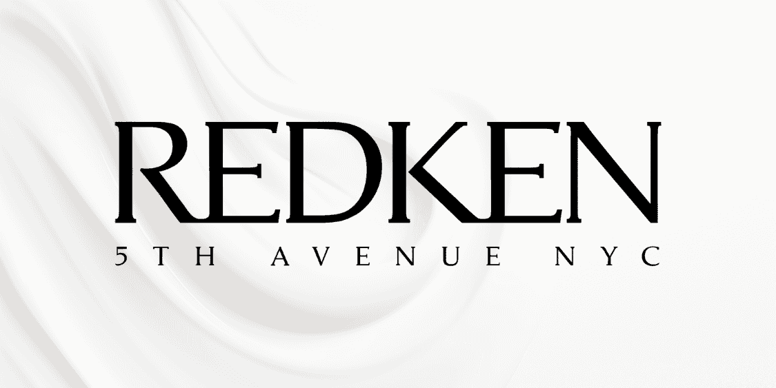 Redken 5th Avenue NYC logo with a creamy white background design.